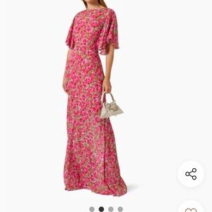 DE LA VALI PINK FLORAL DRESS